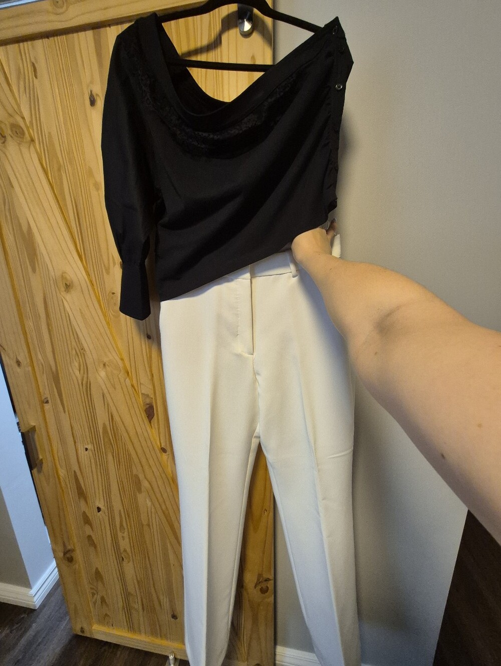 NWT By Anthropologie One-Shoulder Puff Sleeve Black Top - Picture 16 of 16
